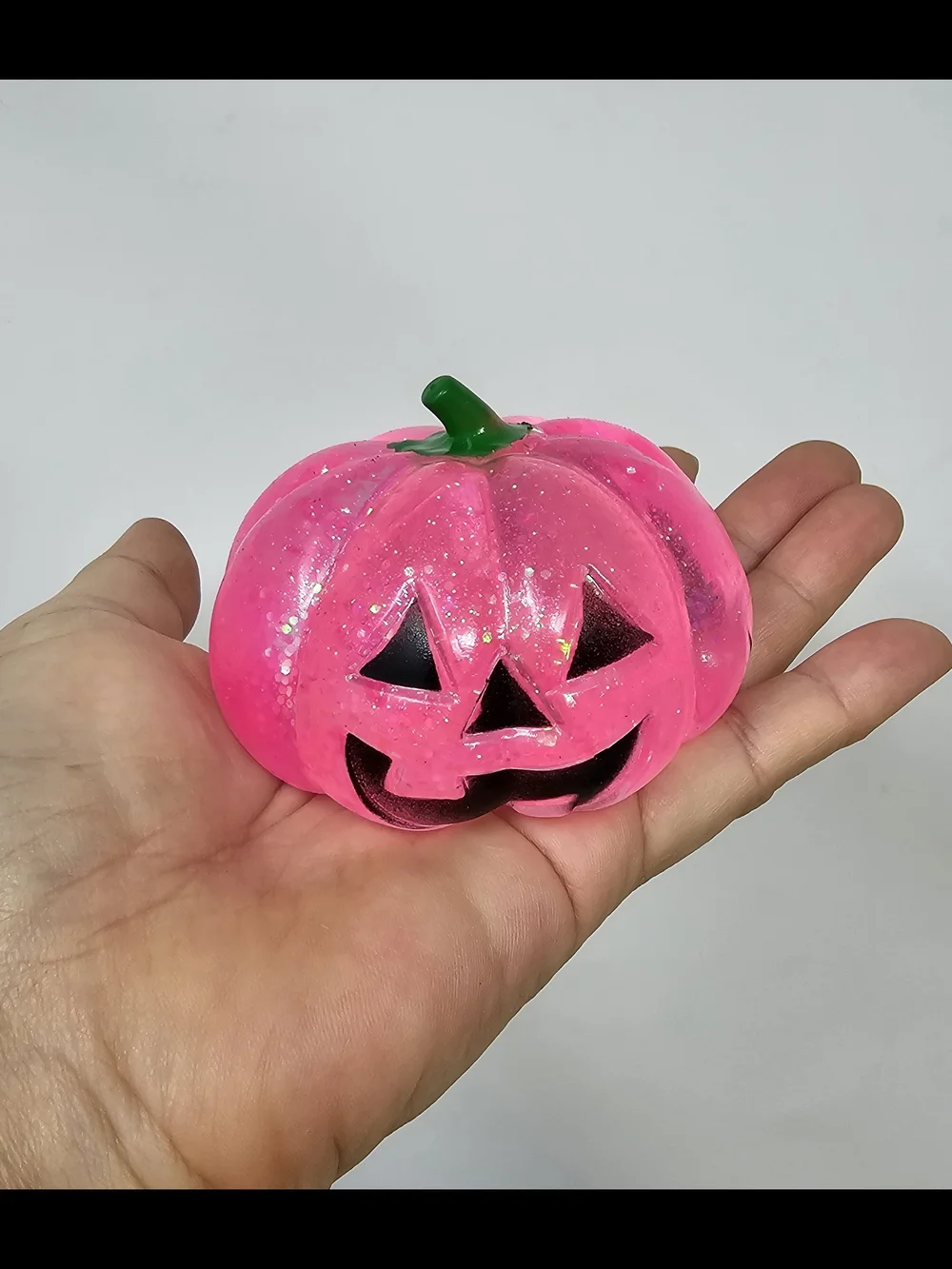 Pink Glitter Jack-o'-Lantern Pumpkin Squishy Toy Stress Relief